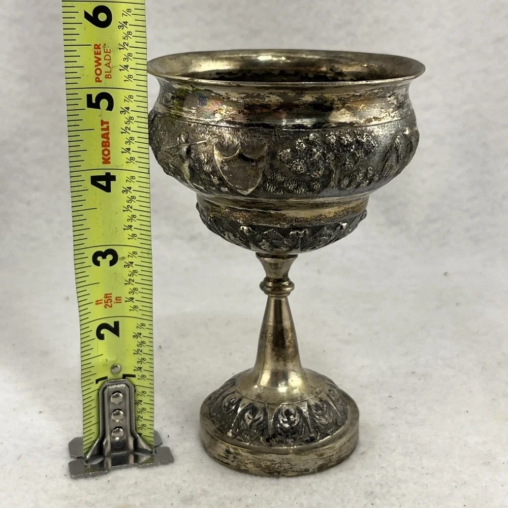 Antique Tibetan Tibet Buddhist Silverplate Yak Butter Lamp Cup , 5.5x3.5